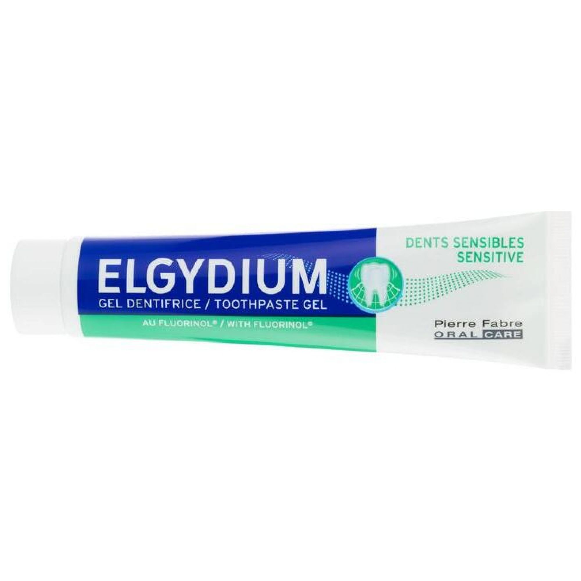 Elgydium Zahnpasta-Gel für empfindliche Zähne, mit Fluorinol.