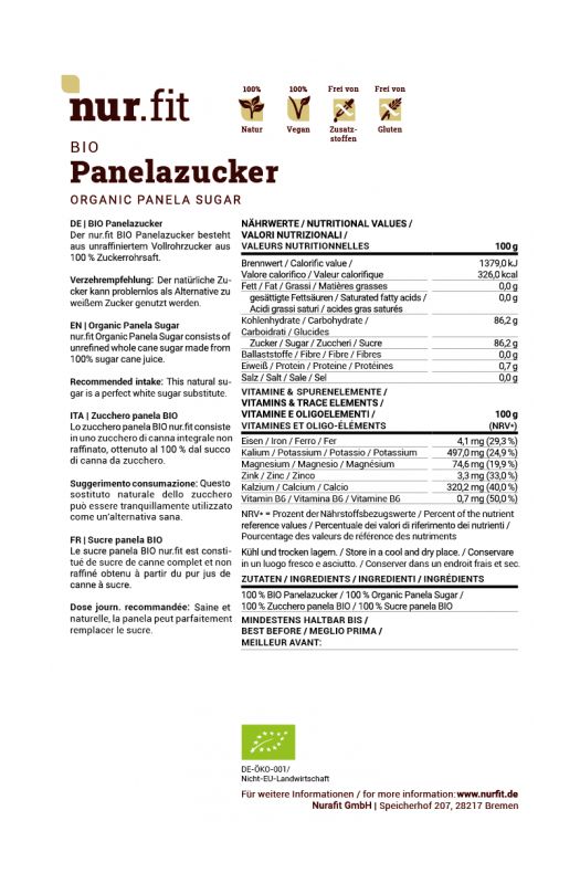 nur.fit BIO Panelazucker