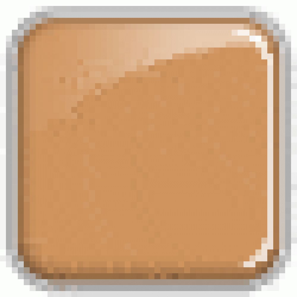 Quadratische, braune Foundation-Farbe in einem quadratischen Behälter. Glänzende Oberfläche.