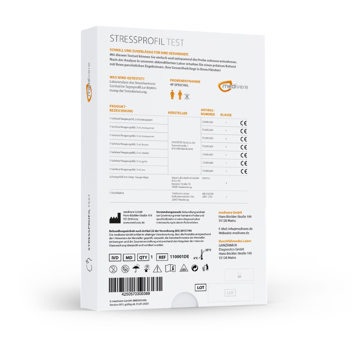 Rückseite der Produktverpackung mit Informationen und Logos.