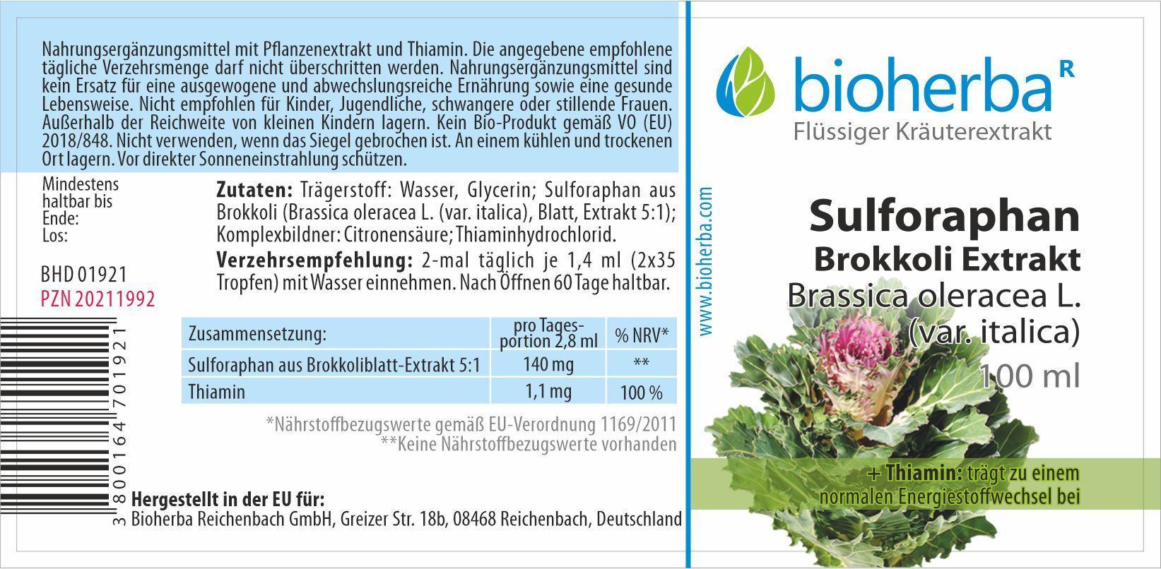 Bioherba Sulforaphan Brokkoli Exrakt Tropfen Tinktur