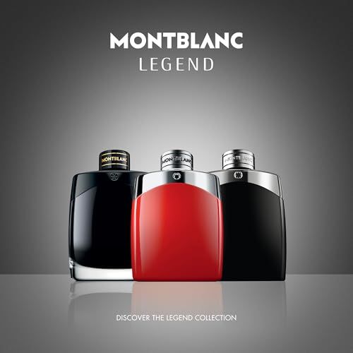 Fünf Montblanc Legend Düfte: Eau de Toilette, Spirit, Eau de Parfum, Red, Blue.