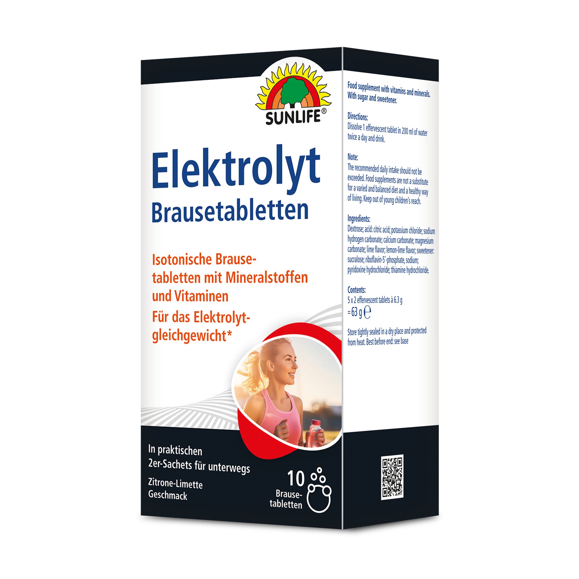 SUNLIFE® Elektrolyte Brausetabletten isotonisch Zitrone-Limette Dextrose Party Reisen Sport