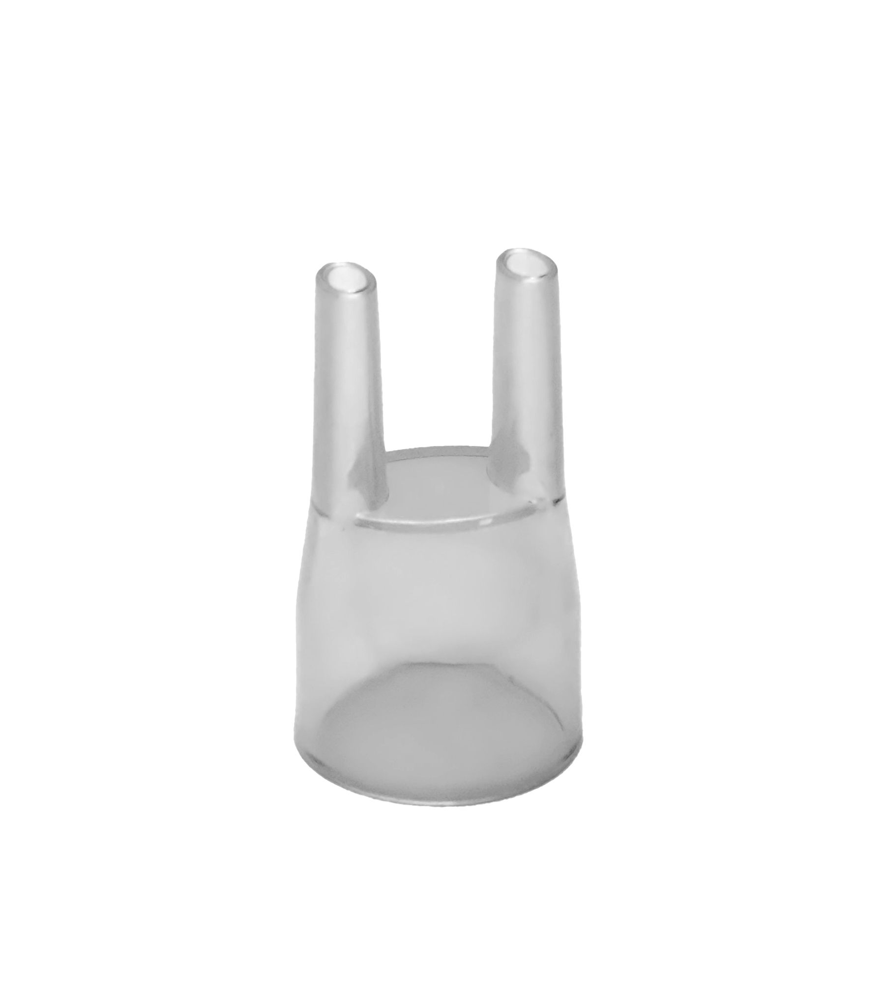 Transparenter Mundstückaufsatz mit zwei Öffnungen.