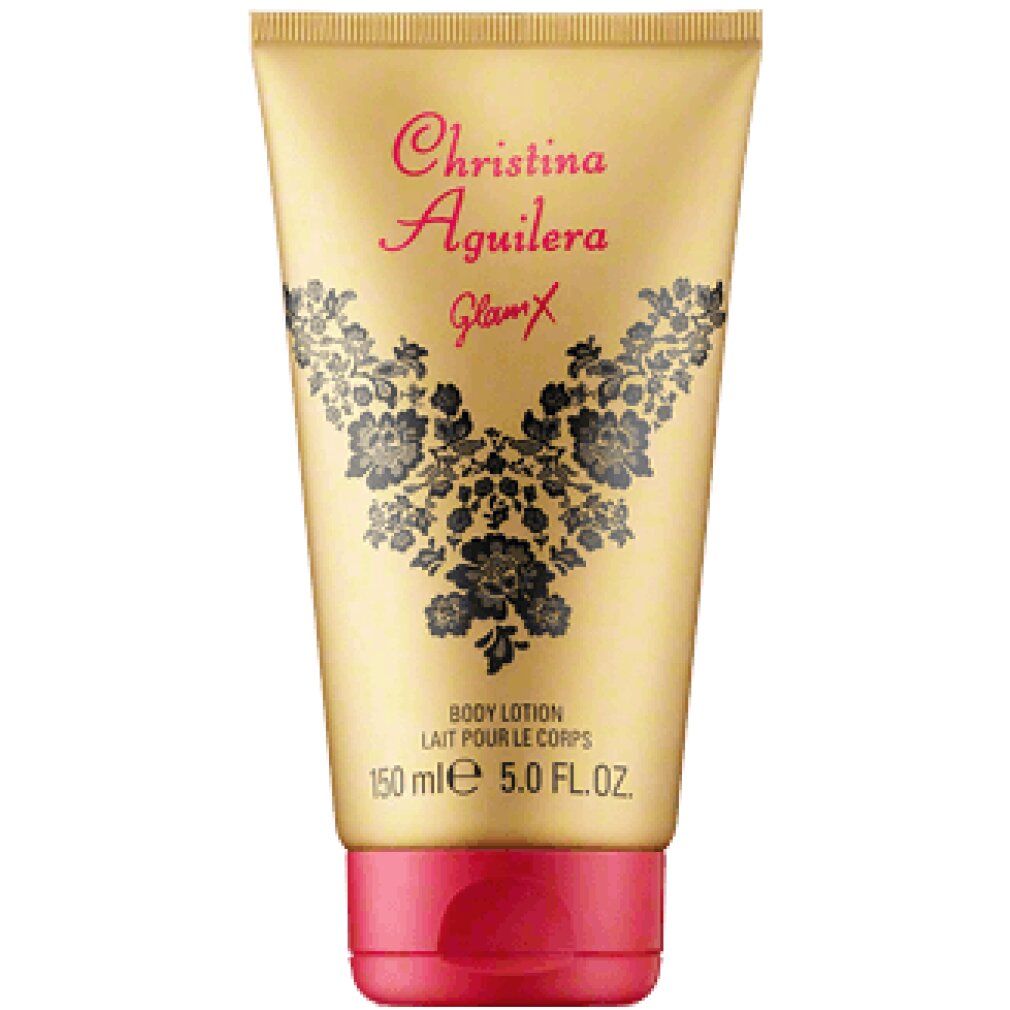 Goldene Tube mit Christina Aguilera Glam x Body Lotion, 150ml.