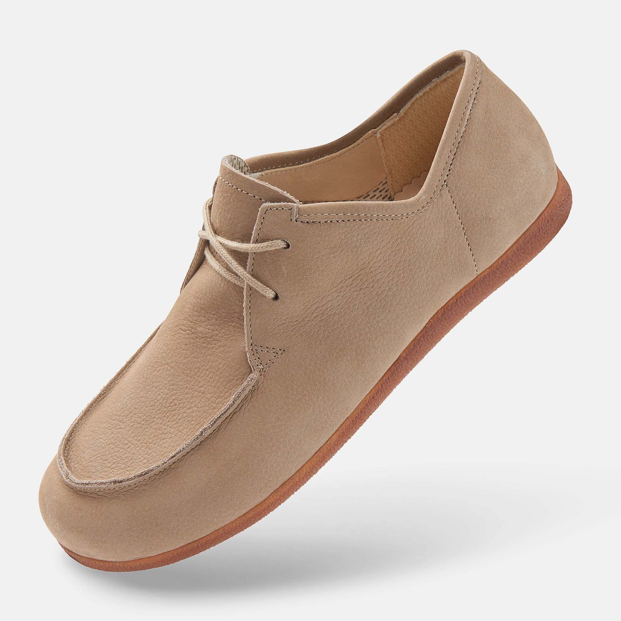 BÄR Johanna Damen Schnürer, beige, Leder, breite Weite. Seitenansicht.
