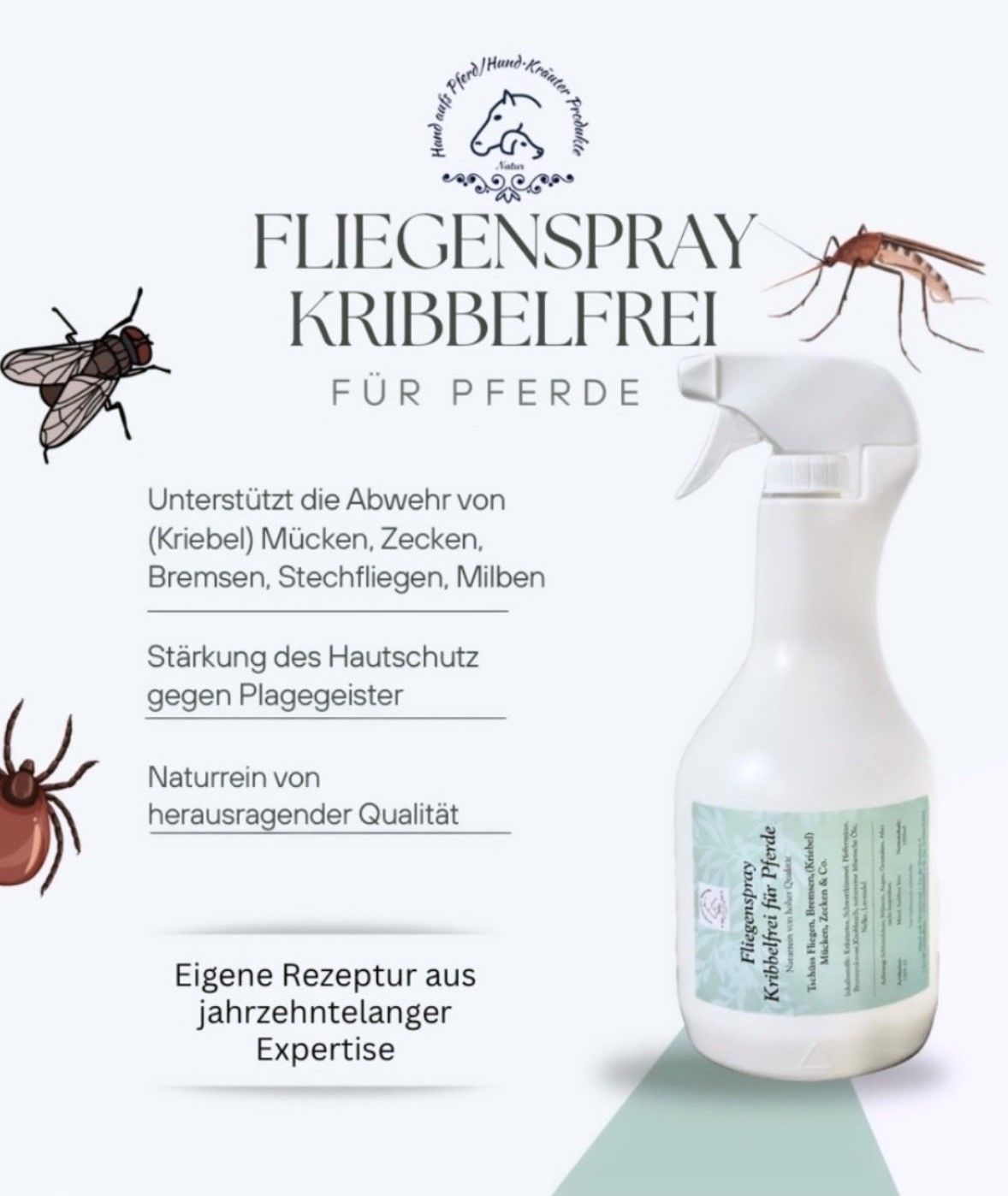 Hand aufs Pferd/Hund Fliegenspray Kribbelfrei