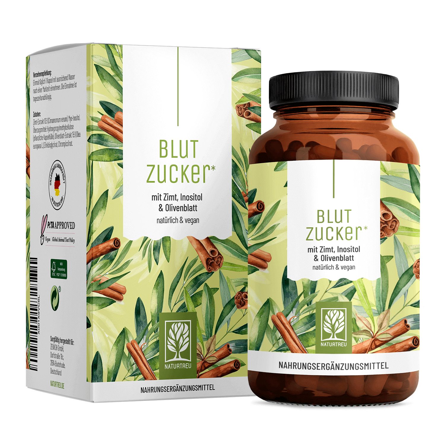 Blutzucker - Komplex mit Zimt, Inositol & Olivenblatt - Naturtreu®