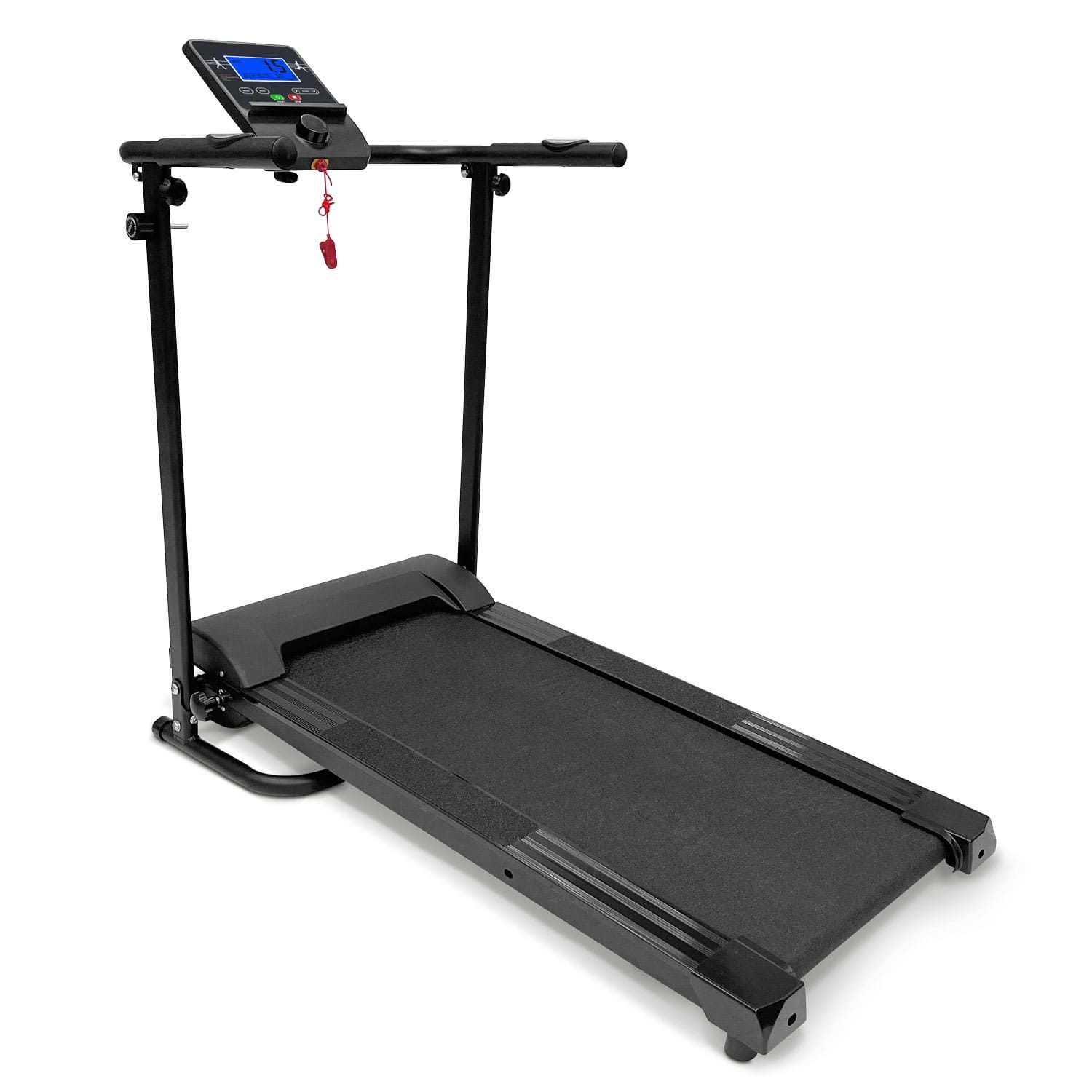 aktivshop klappbares Laufband schwarz, 750 Watt leiser Elektromotor, Extra breite 40 cm Lauffläche