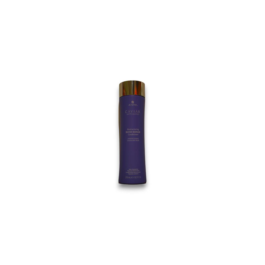 Lila Flasche Alterna Caviar Restructuring Bond Repair Conditioner mit silbernem Deckel. 250ml.