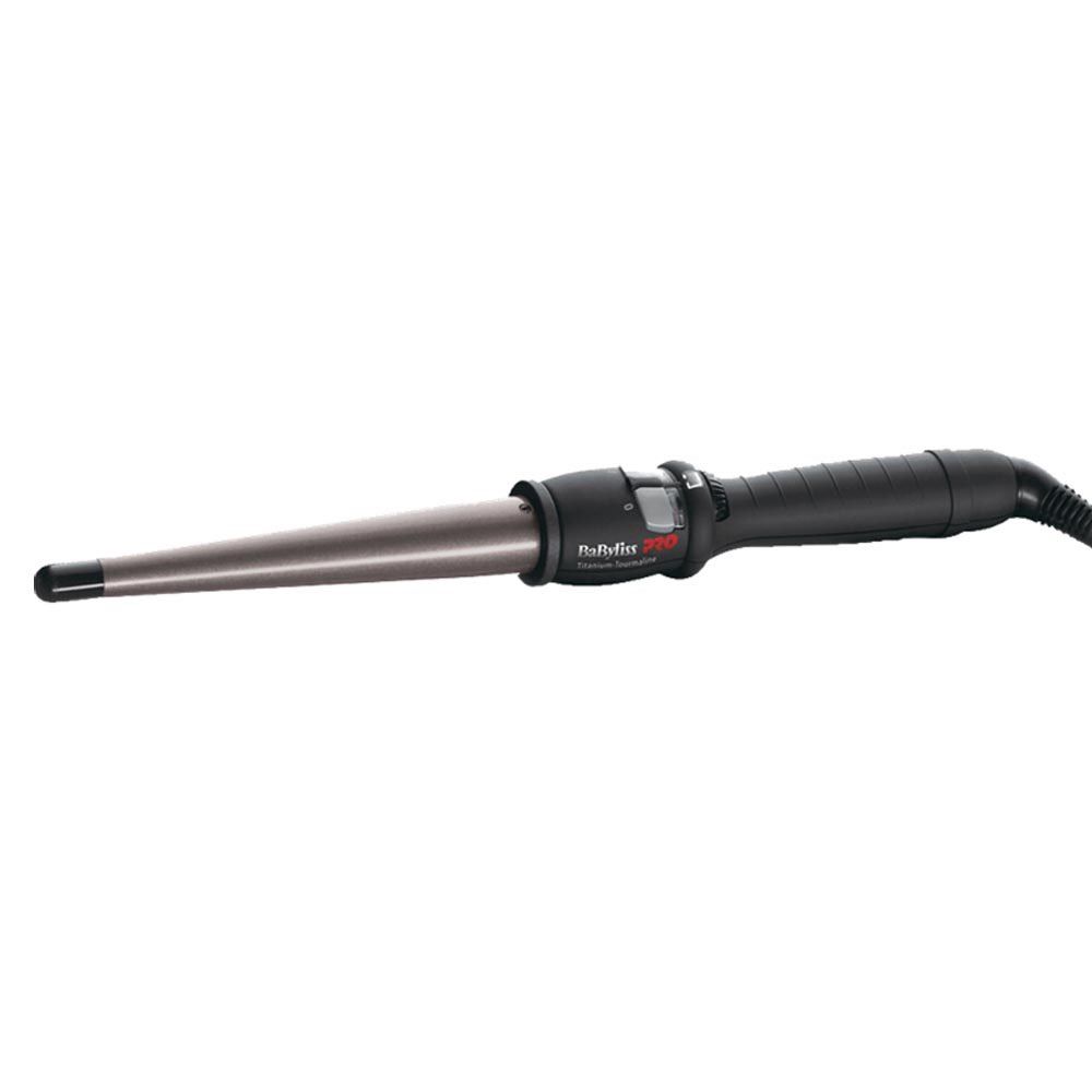 Konischer Lockenstab. Schwarz, mit digitaler Anzeige. Marke BaByliss Pro.