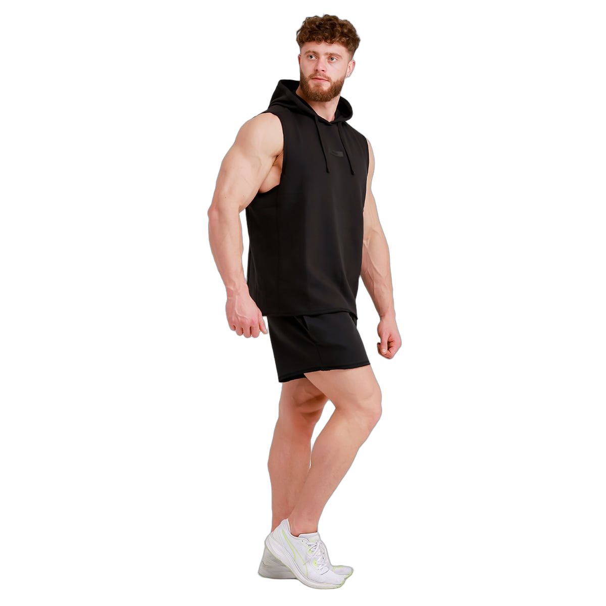 GymBeam Weste Herren Regular Fit ärmellos mit Kapuze Unity Schwarz