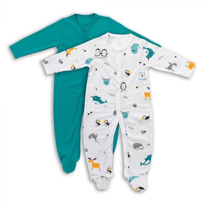 schlummersack Baby Schlafanzug Strampler aus 100% Bio-Baumwolle Langarm Größe 92 Polarfreunde
