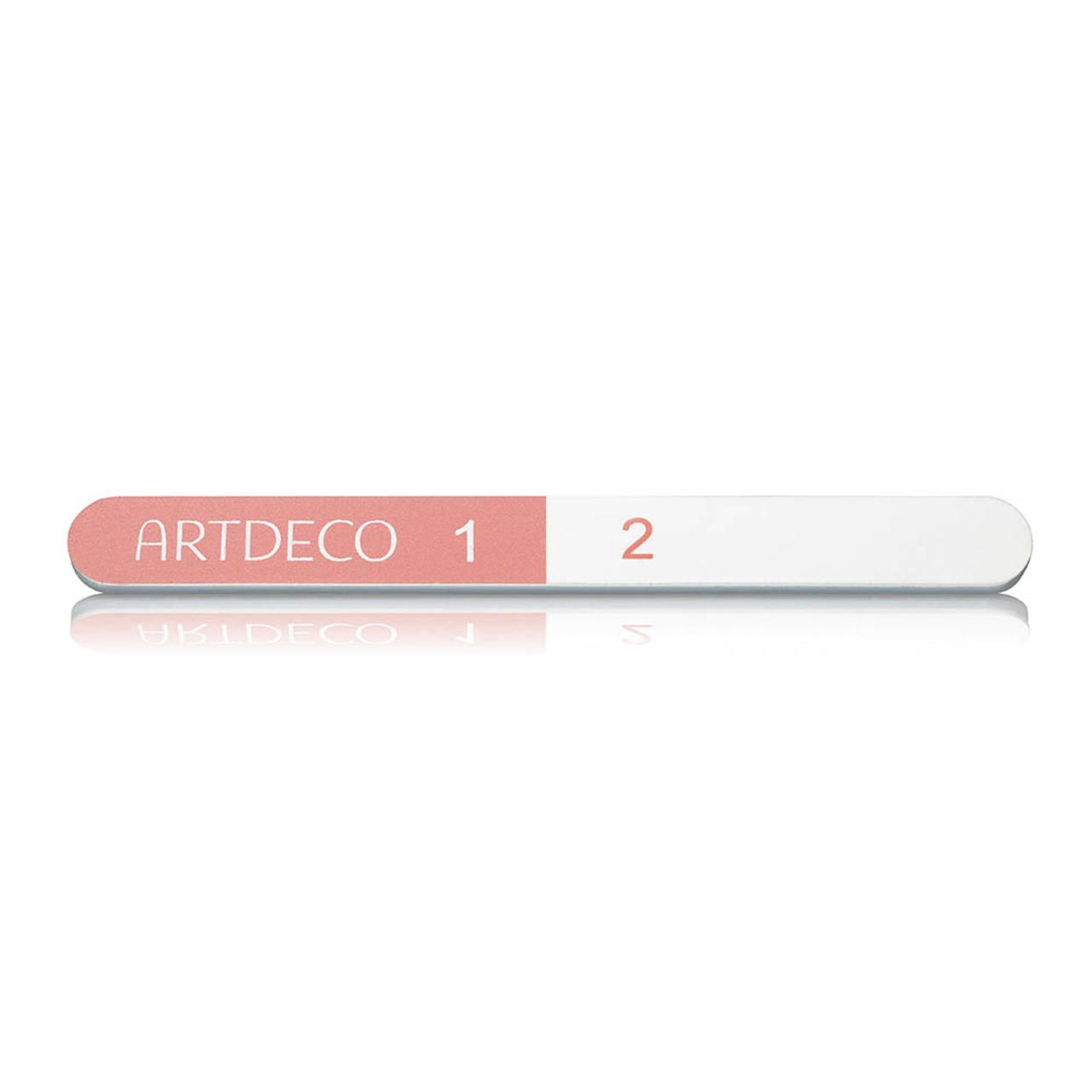 Artdeco Super-Glanzpolierer. Zweiteiliger Polierer, rosa und weiß. Aufschrift "ARTDECO 1" und "2".