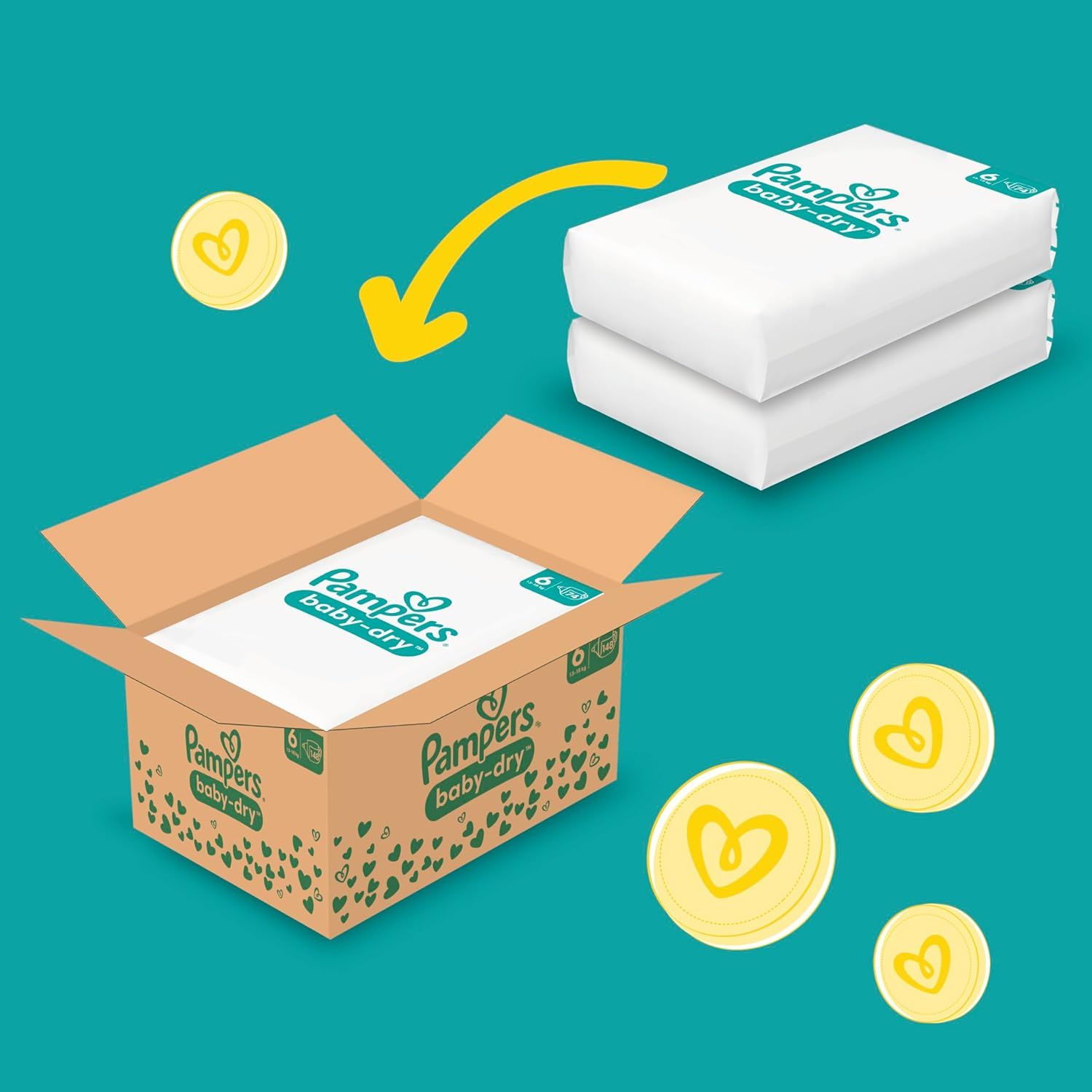 Pampers Baby-Dry Größe 7, 132 Windeln, 15kg+, für bis zu 100 % Auslaufschutz die ganze Nacht