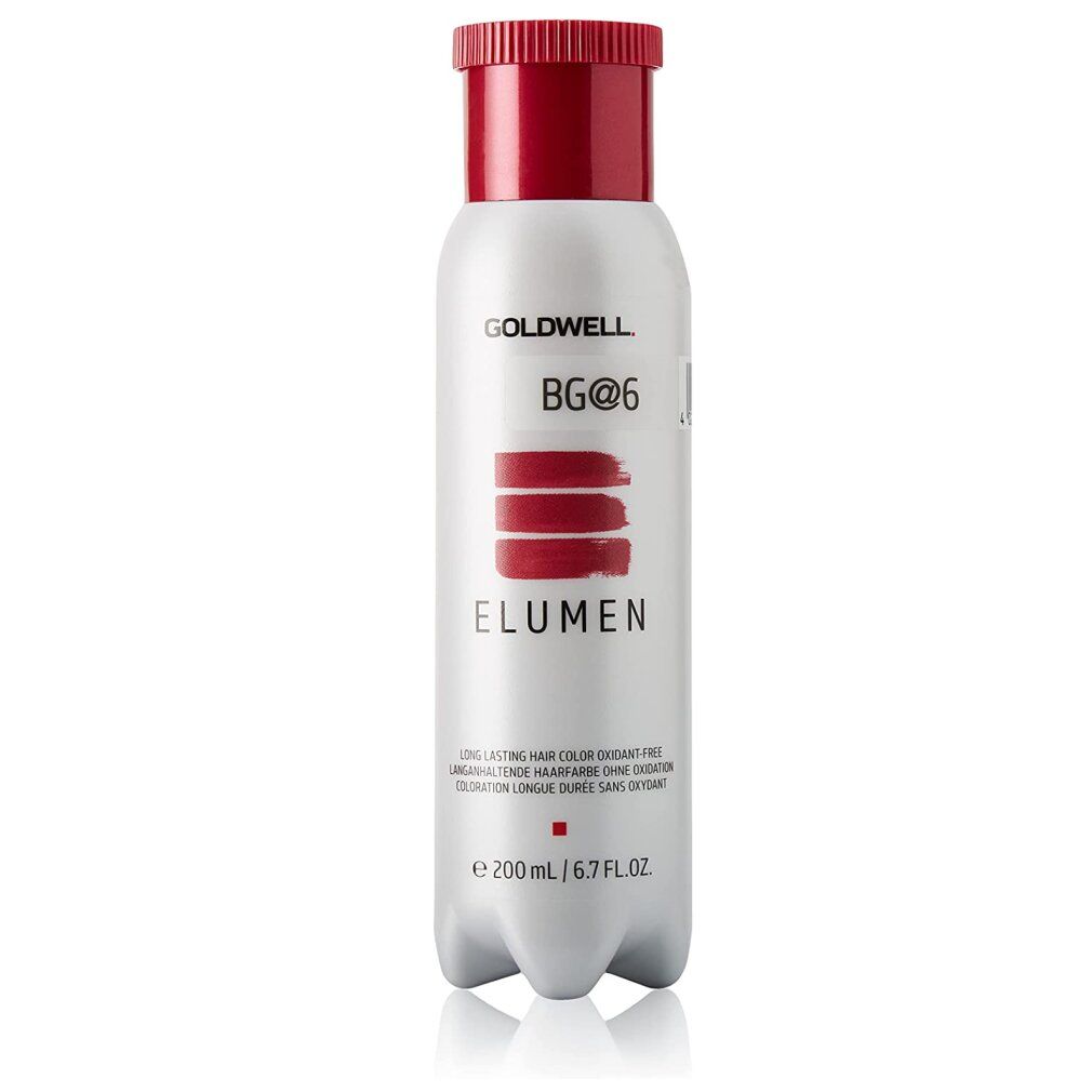 Flasche ELUMEN Haarfarbe BG@6. Goldwell-Logo. Ohne Oxidationsmittel. 200 ml.
