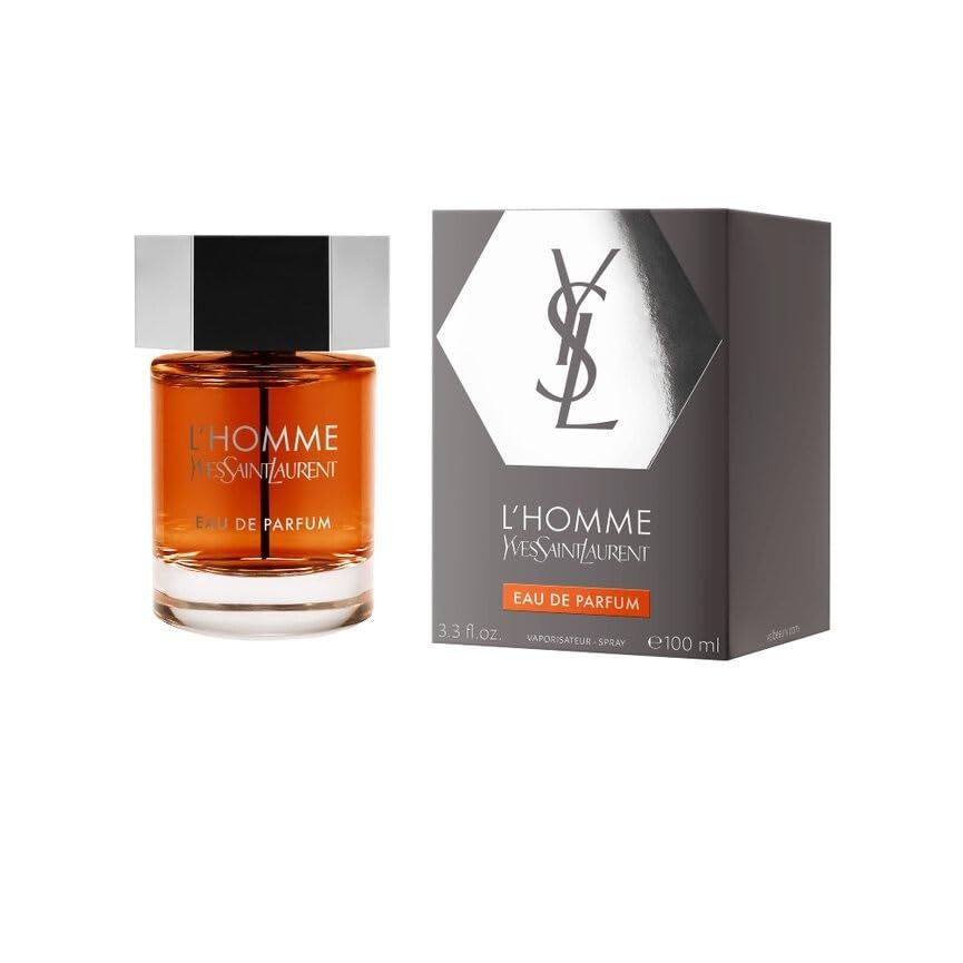 Yves Saint Laurent L'Homme Intense Eau de Parfum Flakon und Verpackung. Flakon mit silbernem Deckel und schwarzem Einsatz.