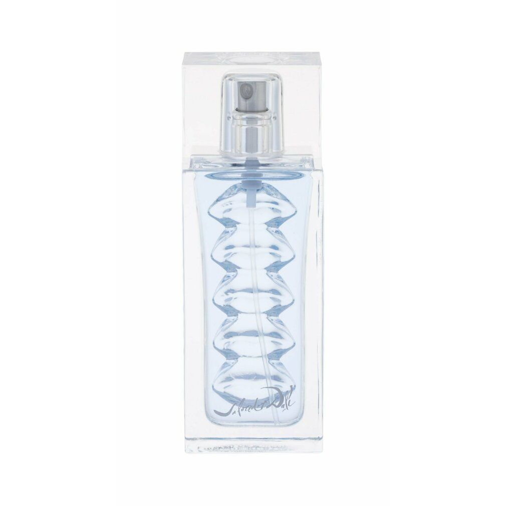 Eau de Rubylips Flakon. Rechteckiger Flakon mit Lippen-Design. Silberner Sprühkopf. Klarer Kunststoff-Überzug.