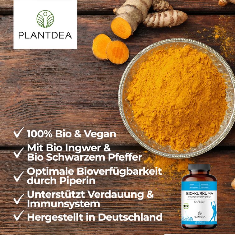 PlantDEA Bio Kurkuma Ingwer Pfeffer Kapseln