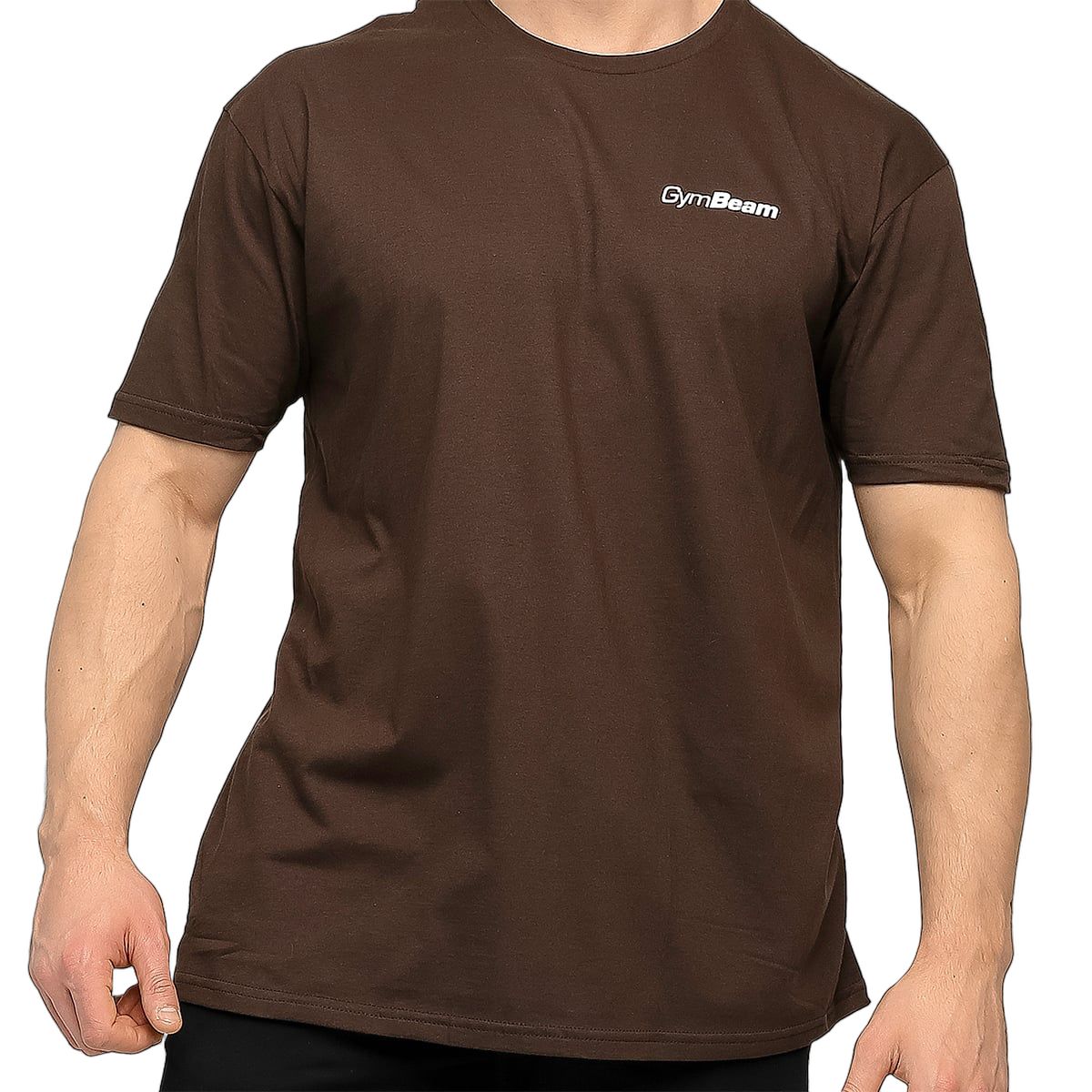 GymBeam T-Shirt Herren regular Kurzarm Schokoladenbraun Basic