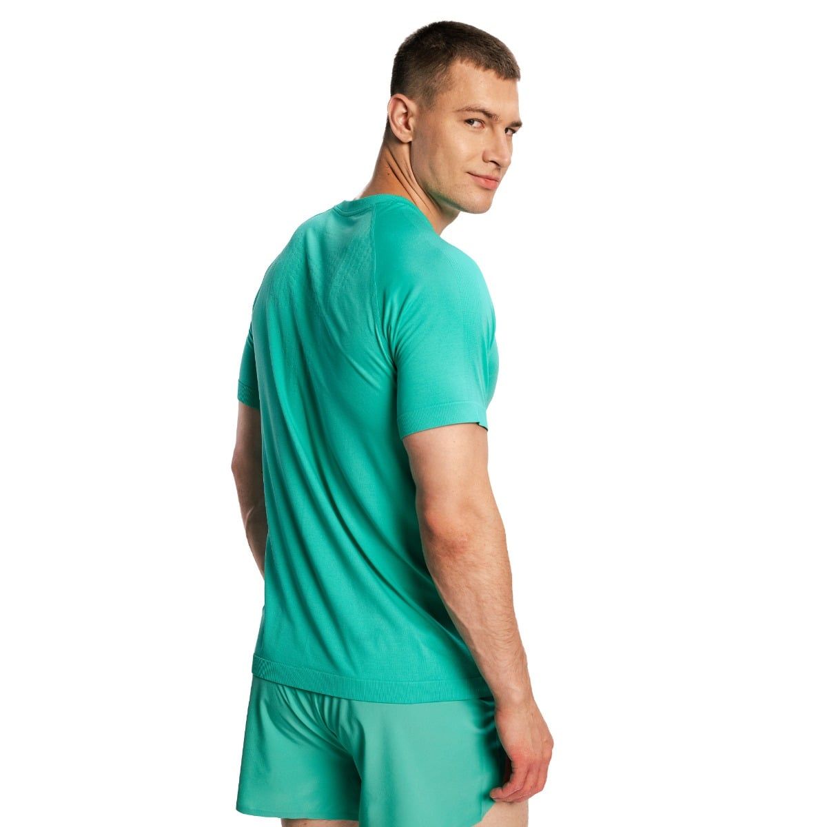 GymBeam T-Shirt Herren loose kurzarm aus Nylon Pulse X Running grün