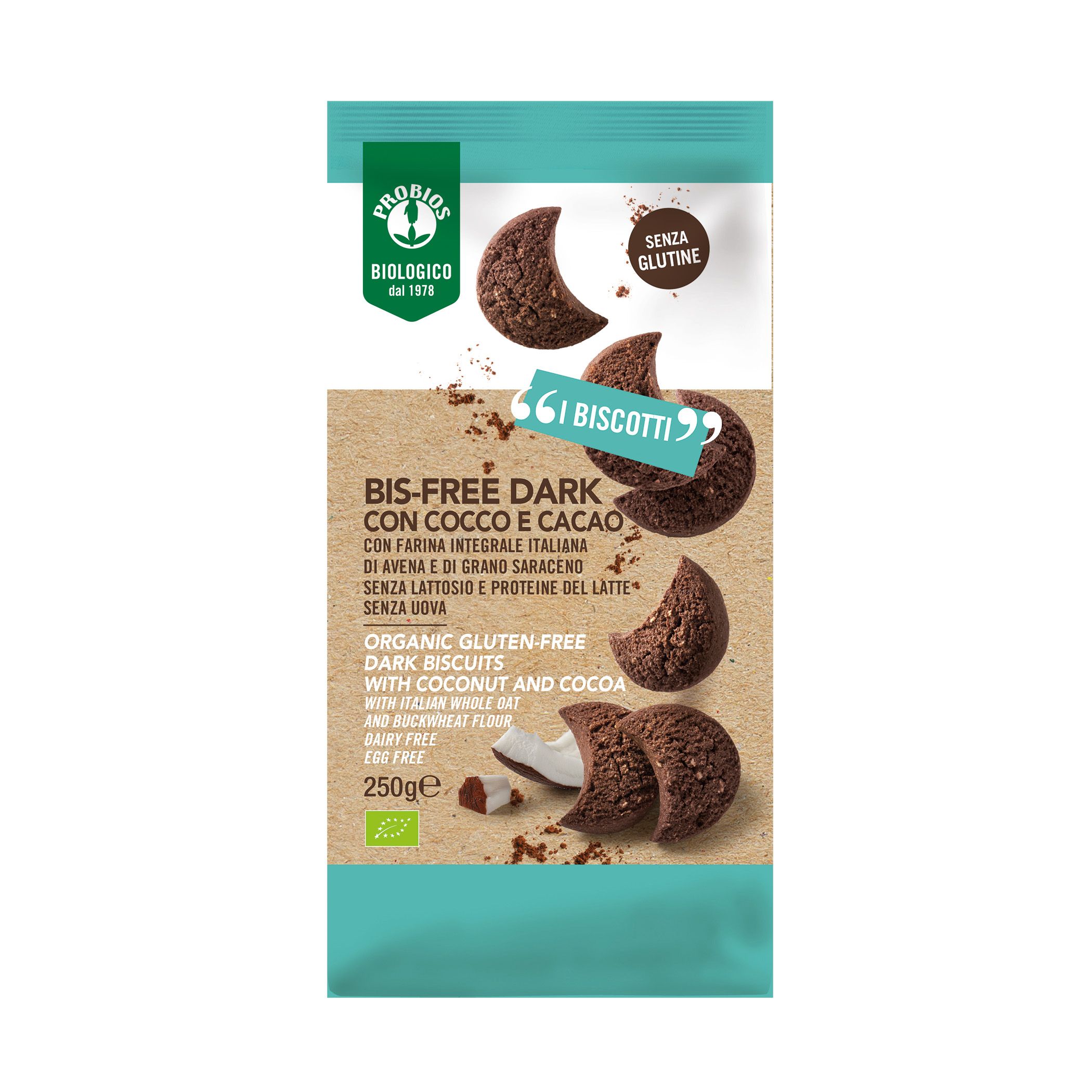 Biscotti Senza Glutine Bis-Free Dark con Cocco Cacao - Probios