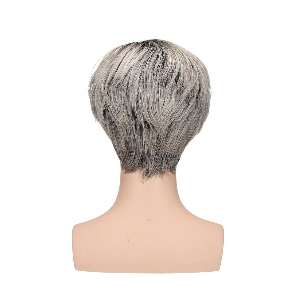 Perücke Magnolie von Lofty. Kurzer, grauer Bob-Schnitt auf einer Schaufensterpuppe. Rückansicht.