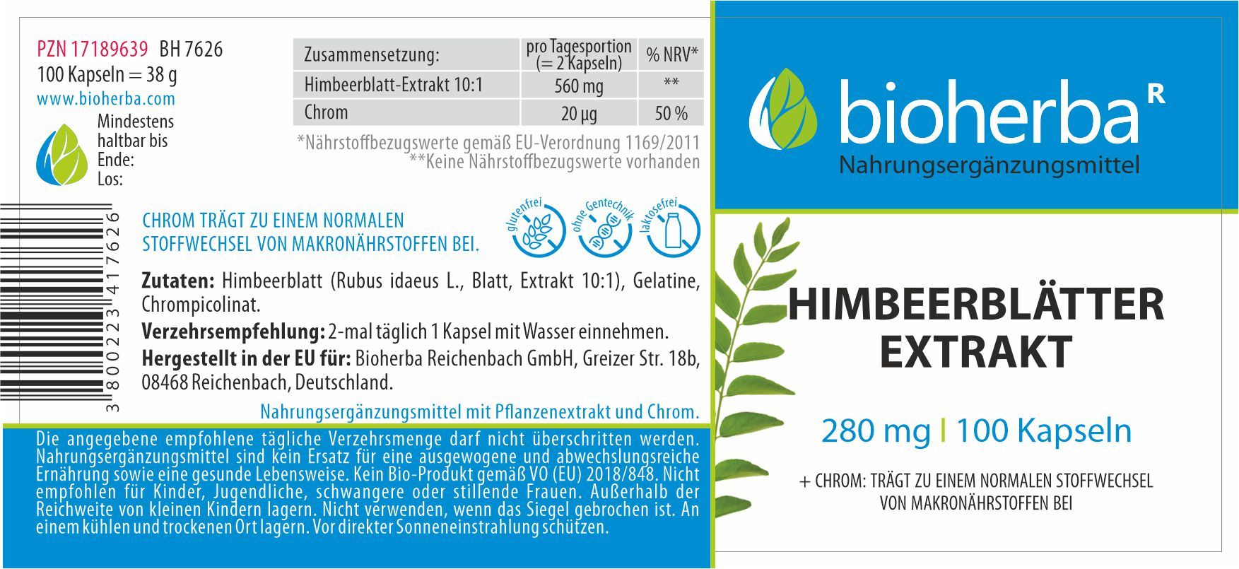 Bioherba Himbeerblätter Extrakt Kapseln