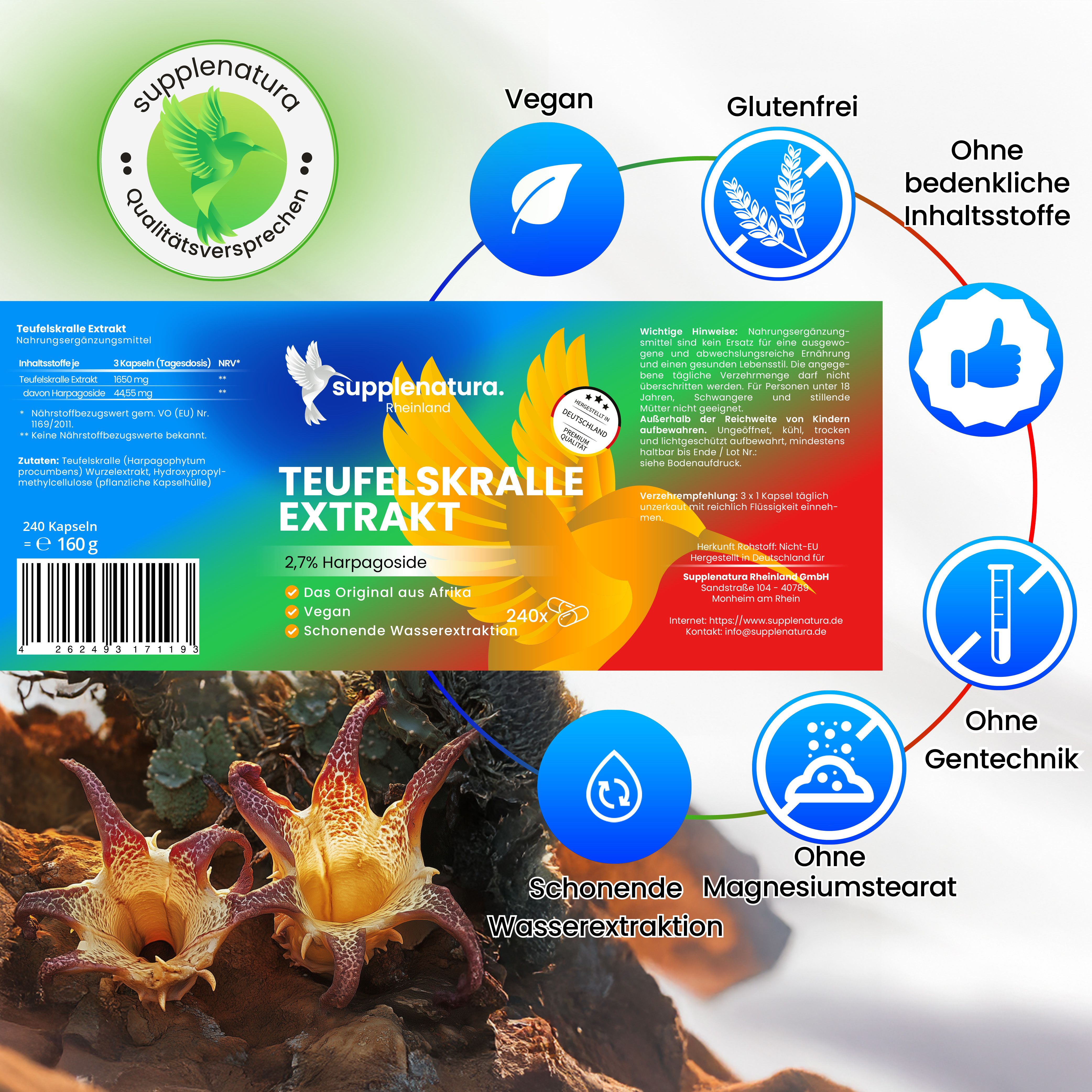 supplenatura Rheinland® - Teufelskralle Extrakt - Kapseln