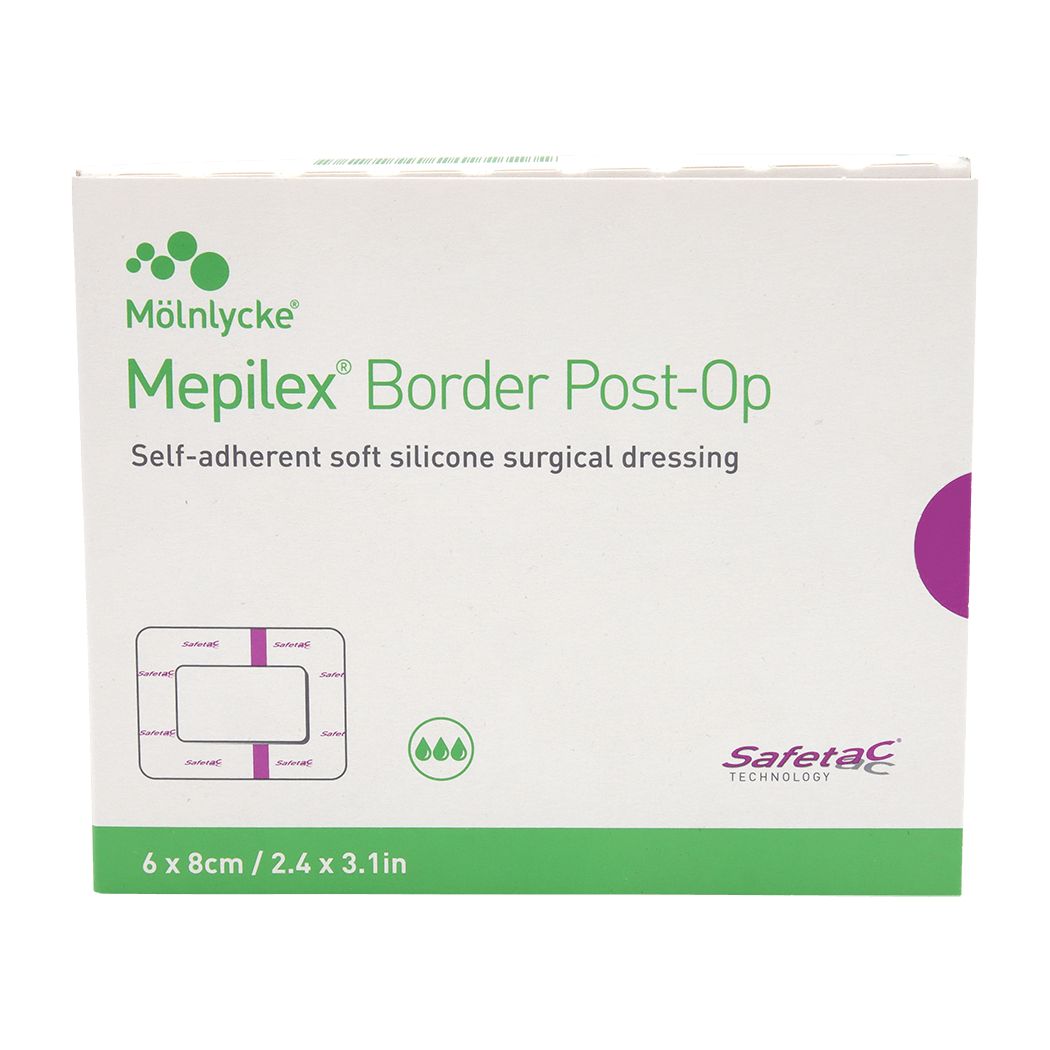 Mepilex Border Post-OP Verband haftend 6x8 cm 10 St