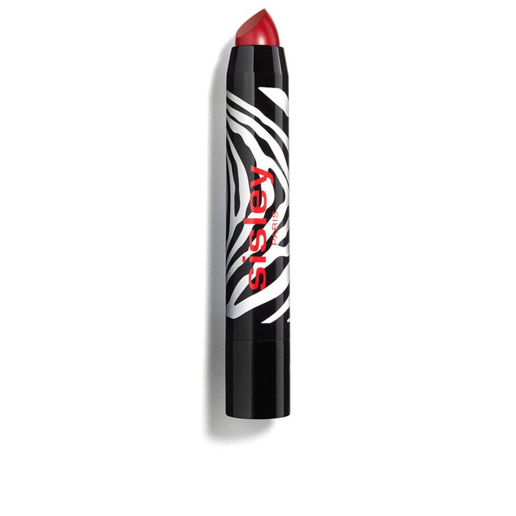 Roter Lippenstiftstift mit schwarzem Deckel und Zebra-Muster. Sisley-Logo sichtbar.
