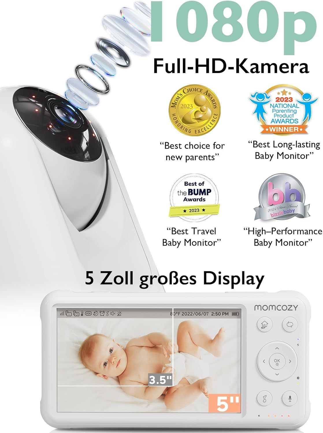 Momcozy Babyphone mit Kamera 5 Zoll 1080P HD Angebot