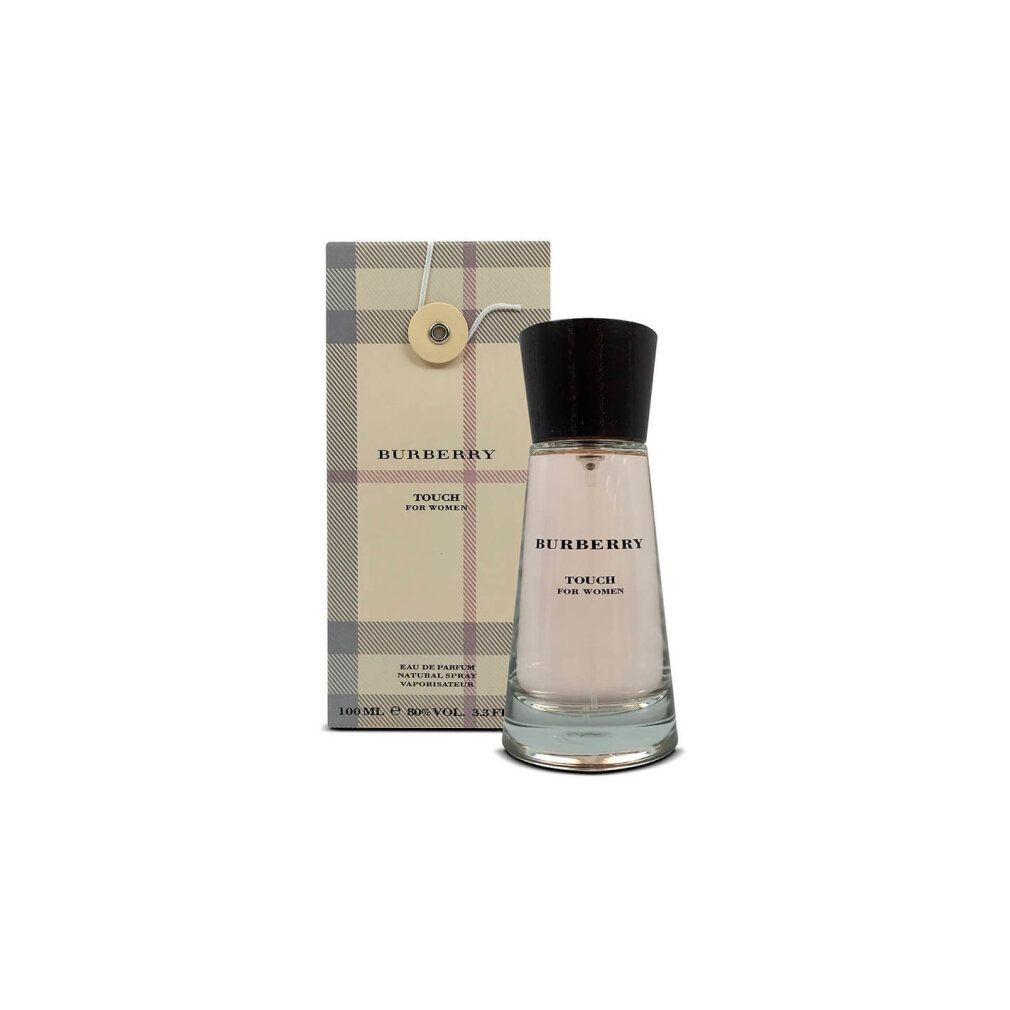 Burberry Touch for Women Flakon und Verpackung. Text: Burberry Touch for Women, Eau de Parfum.