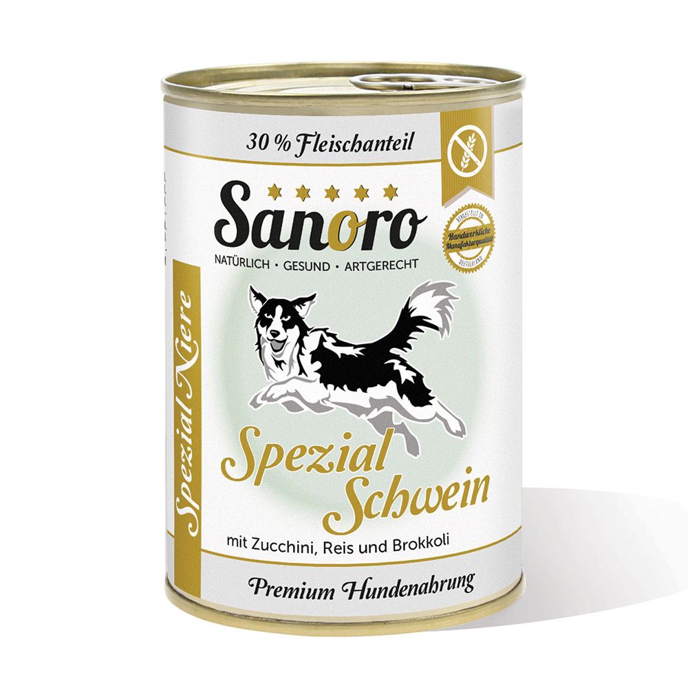 Sanoro - Spezial Schwein mit Zucchini*, Naturreis* und Brokkoli*
