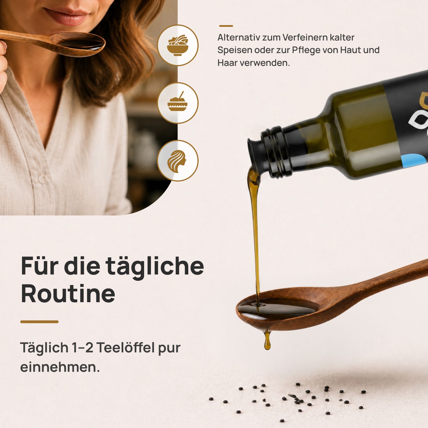 Nigellio Bio-Schwarzkümmelöl gefiltert kaltgepresst aus ägyptischer Nigella sativa