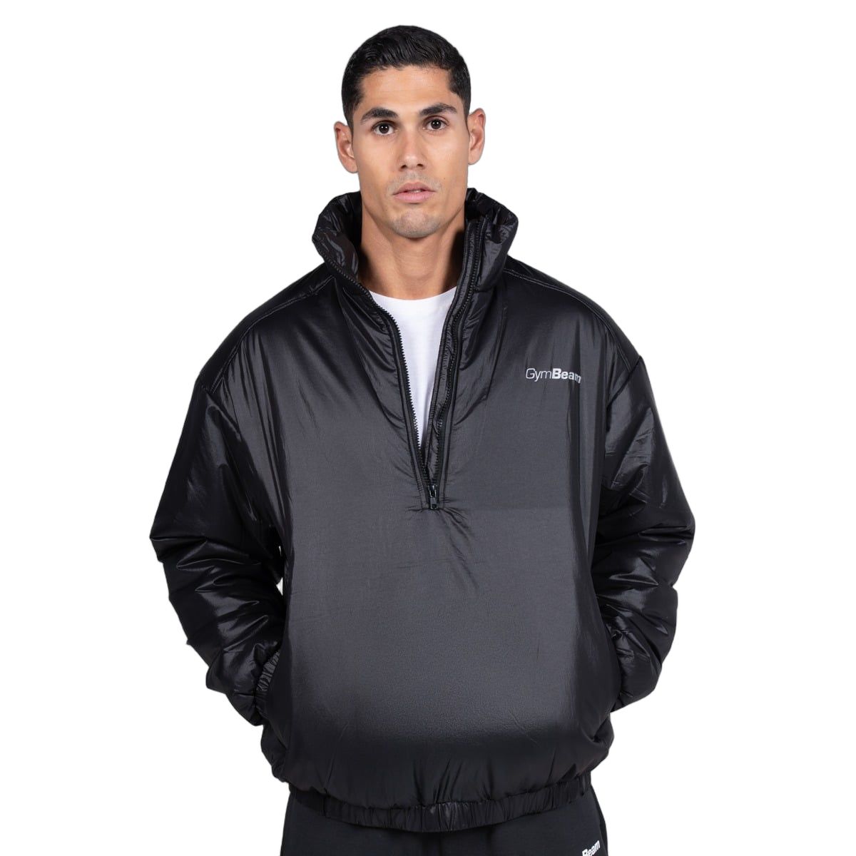 GymBeam Jacke Herren Regular mit halbem Reißverschluss und Taschen Prime Black 1 St
