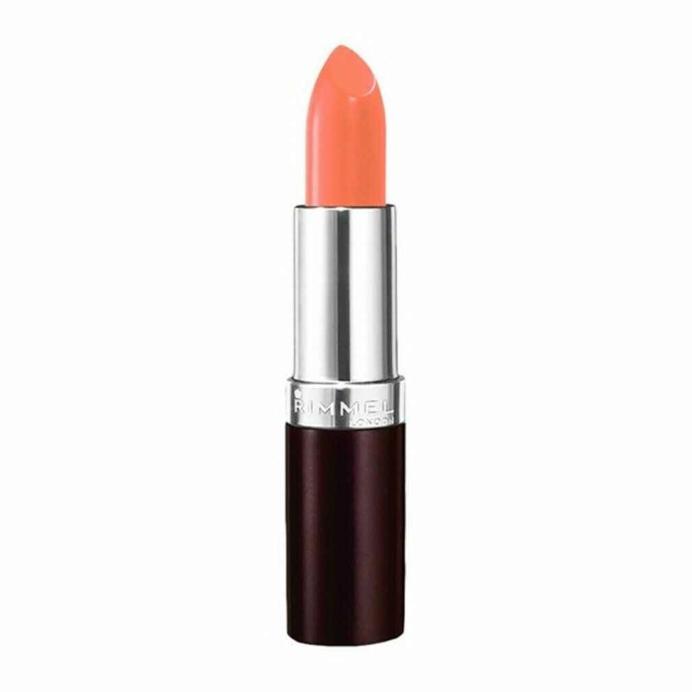 Oranger Lippenstift mit silbernem Mittelteil und braunem Boden.