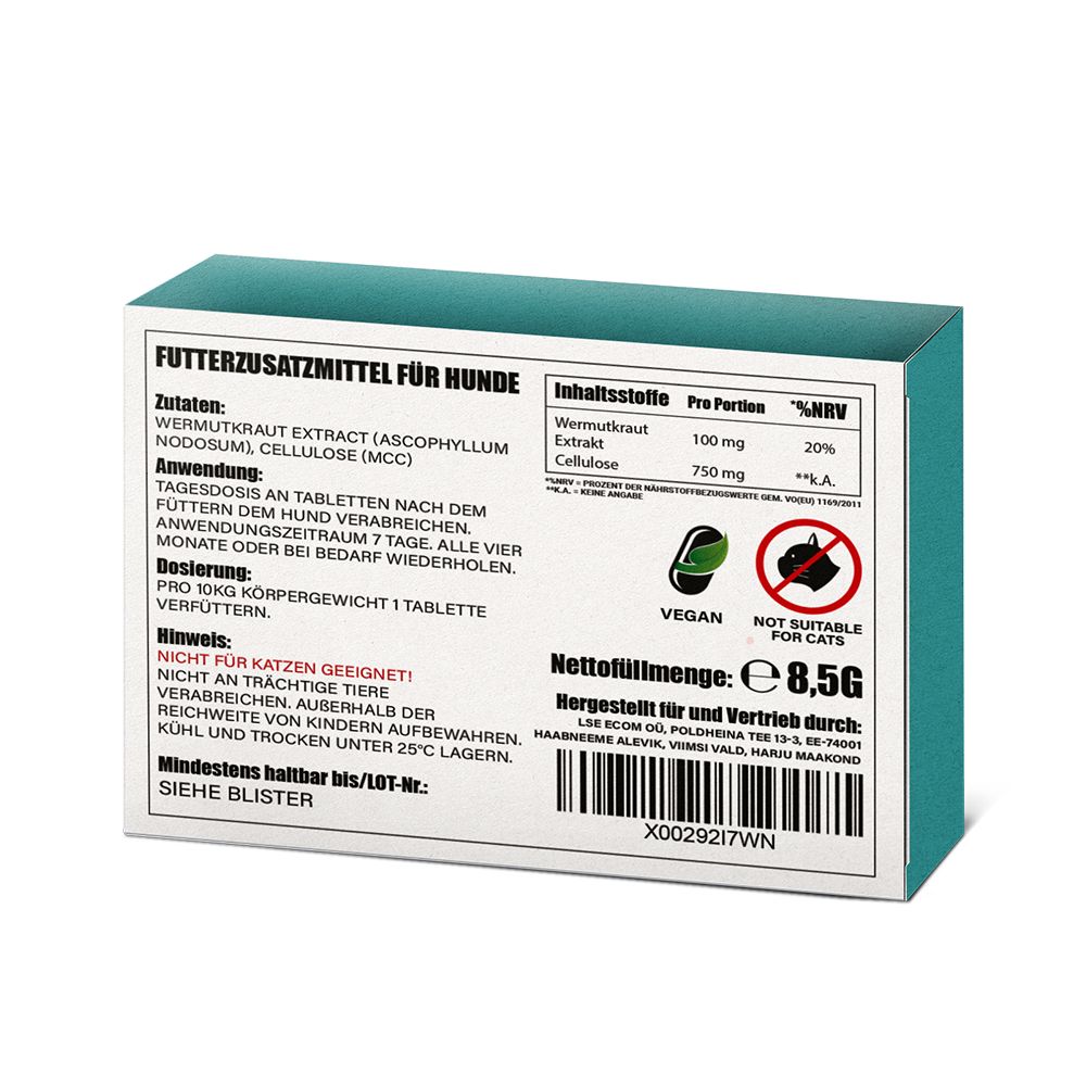 Rückseite der Produktverpackung. Enthält Zutaten, Anwendungshinweise, und Nährwertangaben. Vegan-Siegel.