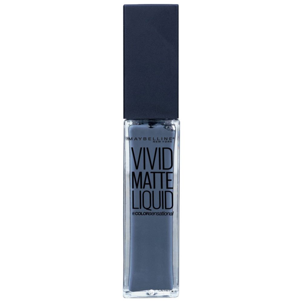 Maybelline New York Vivid Matte Liquid Lippenstift. Flasche mit schwarzem Deckel. Aufschrift: Vivid Matte Liquid.