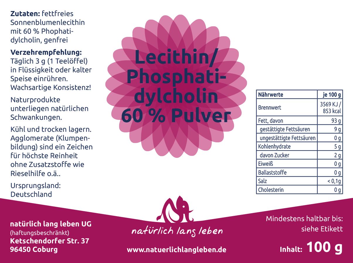 natürlich lang leben Lecithin / Phosphatidylcholin 60 % 100 g Flüssigkeit