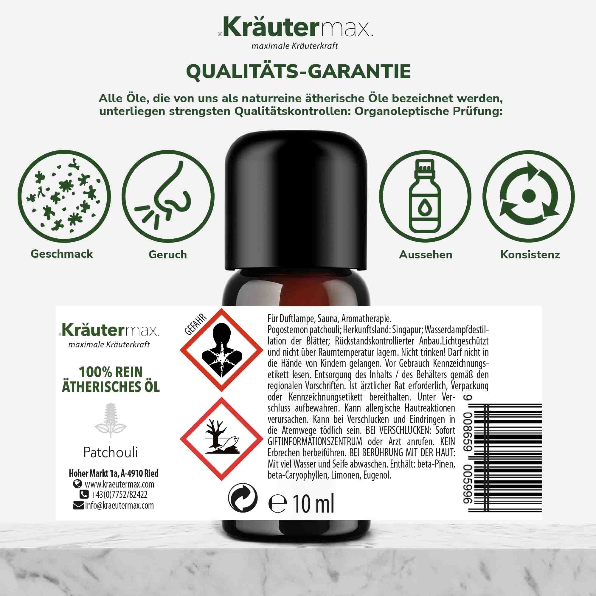 Kräutermax Patchouliöl 100 % rein ätherisches Öl