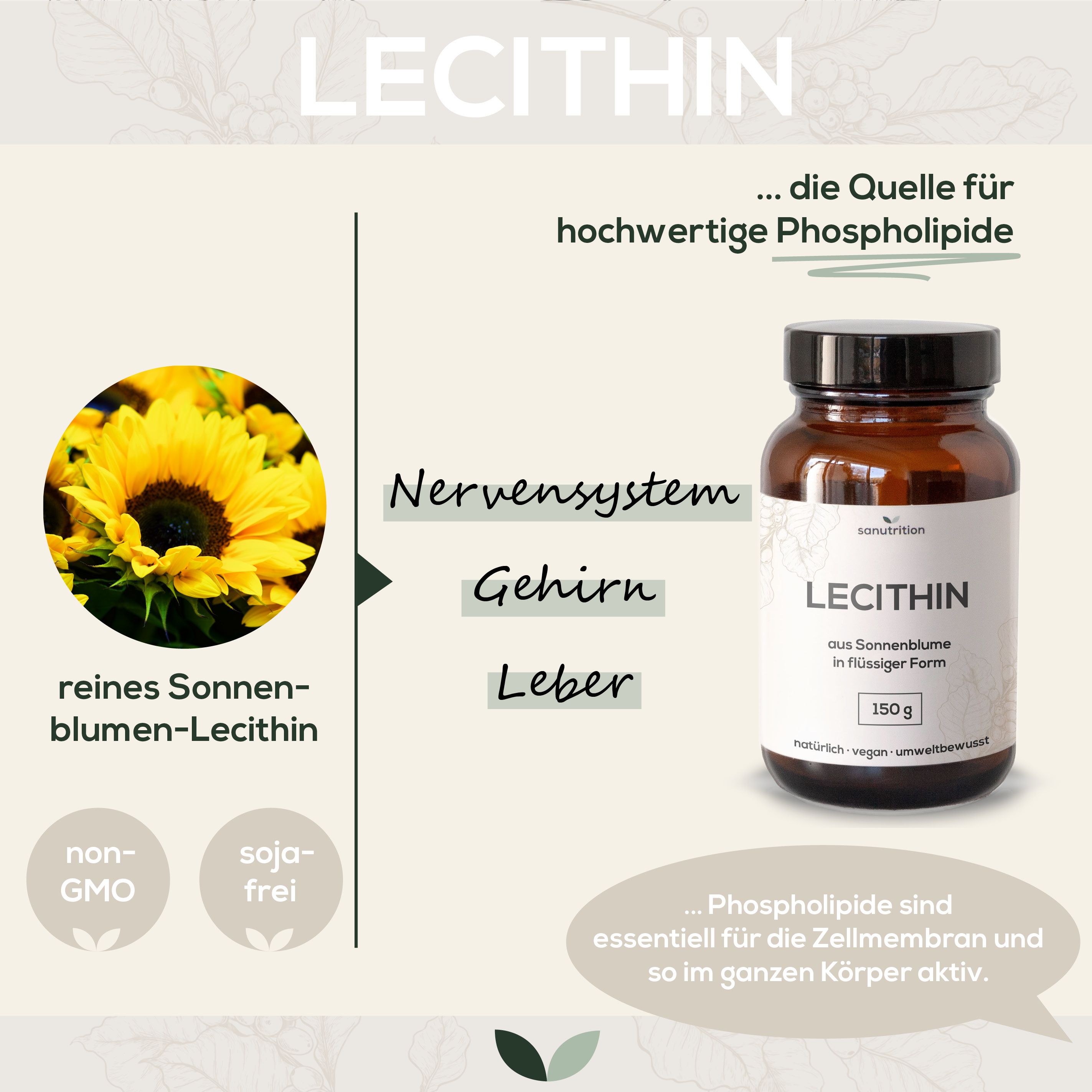 Sanutrition® - Lecithin aus Sonnenblume (flüssig) 150 g Öl