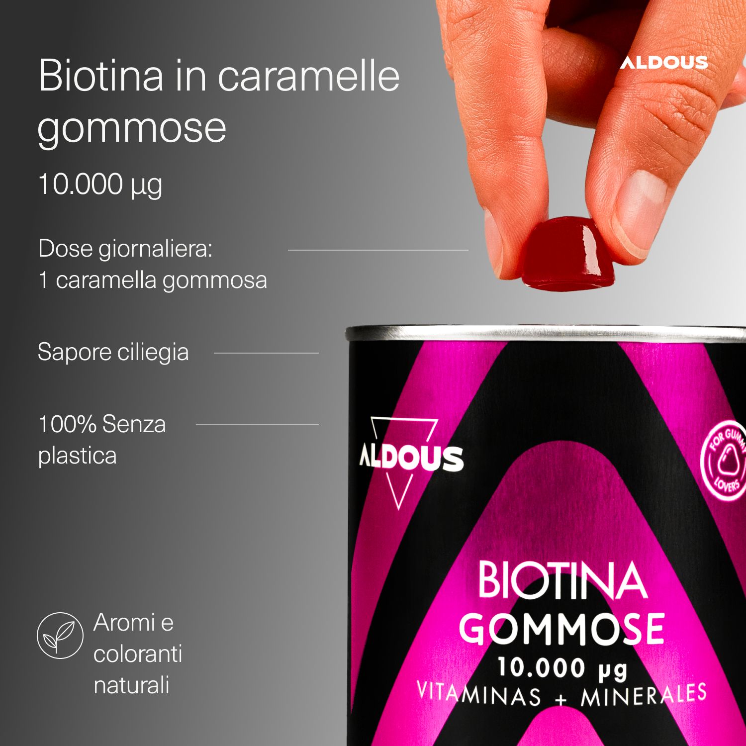 Aldous – Biotin-Gummibärchen – Haare, Haut, Nägel
