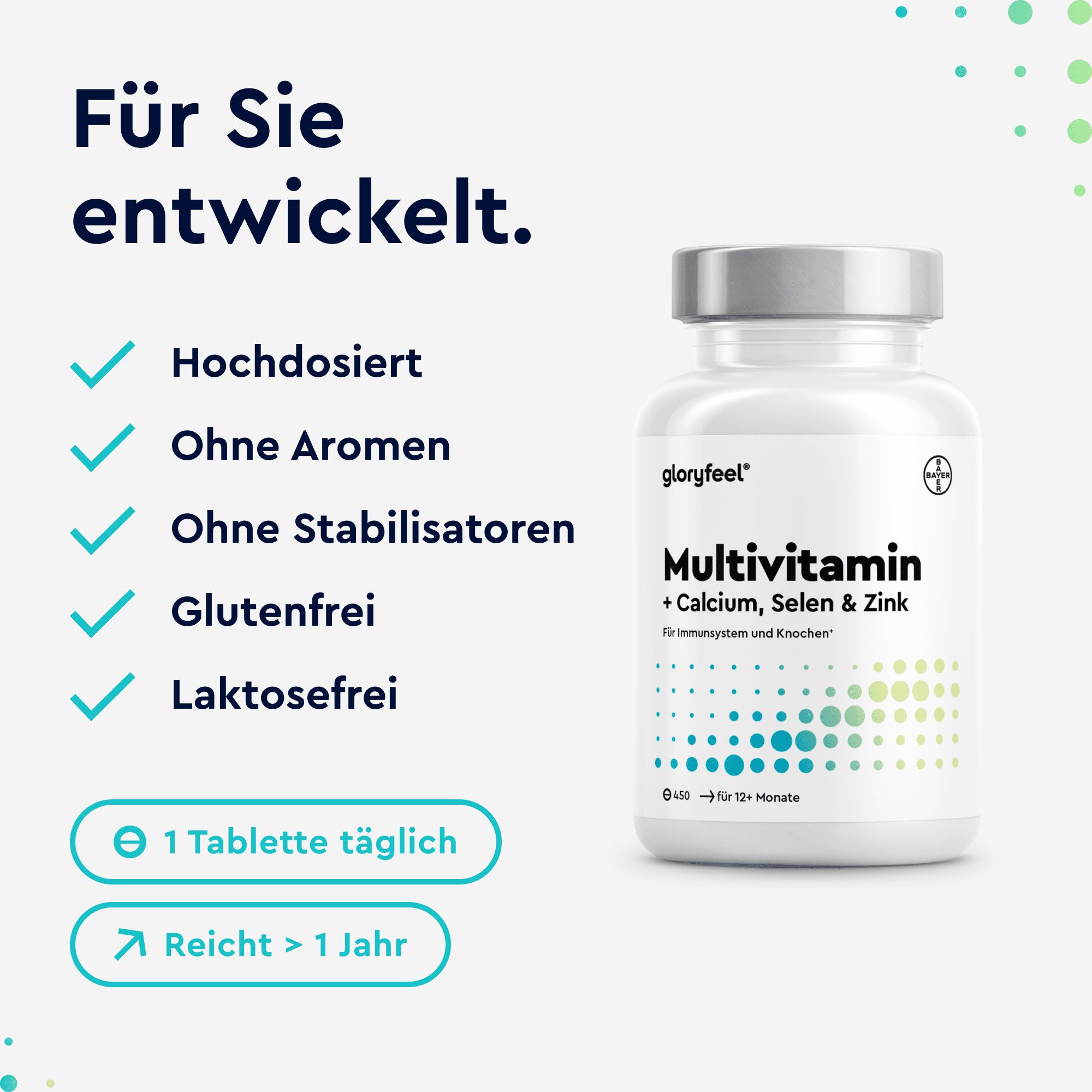 gloryfeel® Multivitamin Tabletten - wertvolle Mineralstoffe & alle A-Z Nährstoffe im Komplex