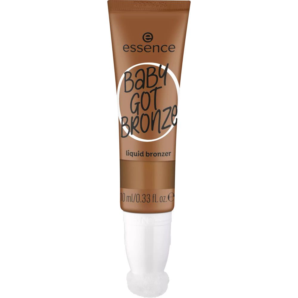 Bronzer-Tube mit weißem Applikator. Marke: Essence. Aufschrift: Baby Got Bronze, Liquid Bronzer. Farbton: Bronze.