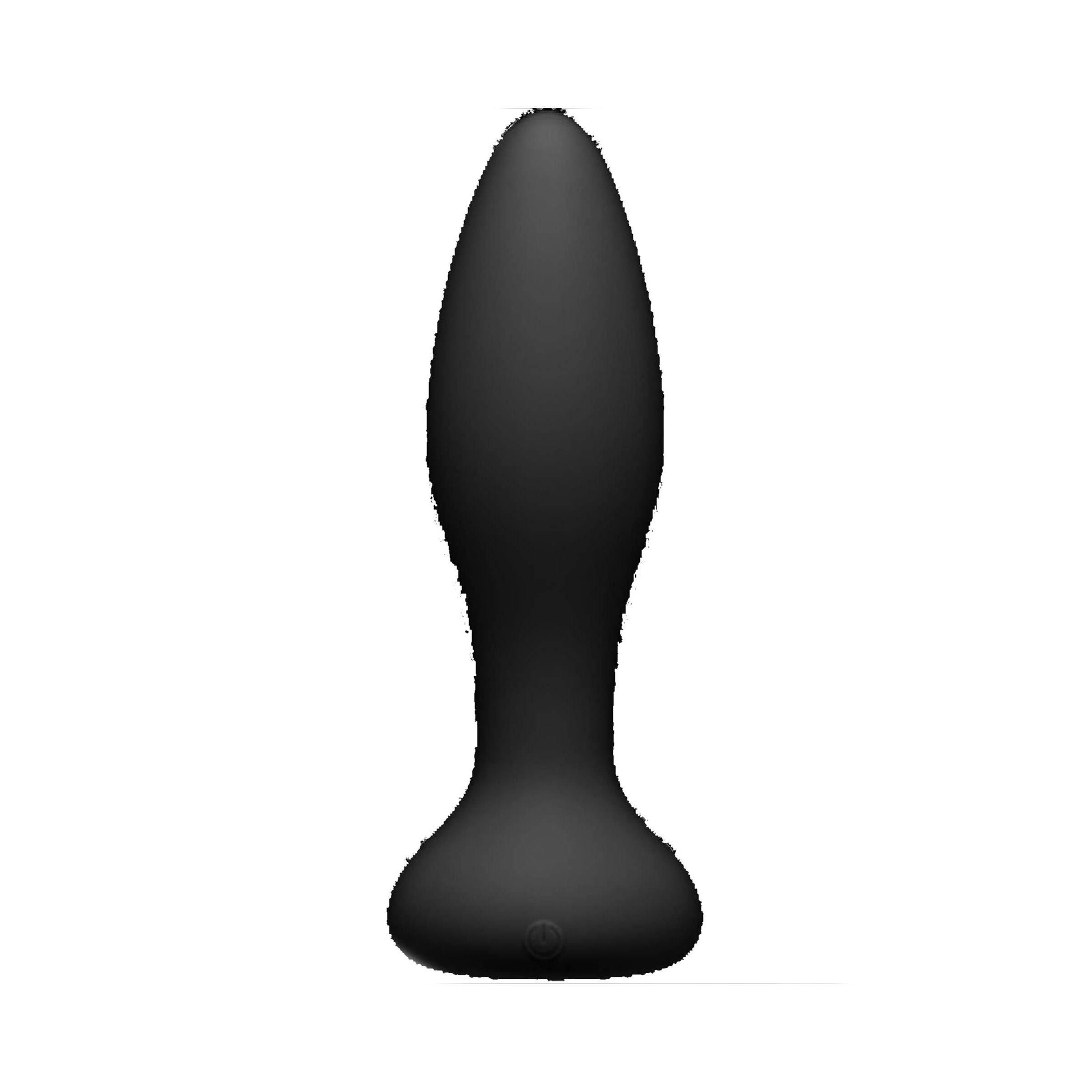 Schwarzer Analplug. Kegelförmiger Schaft mit breiter Basis. Keine weiteren Details.