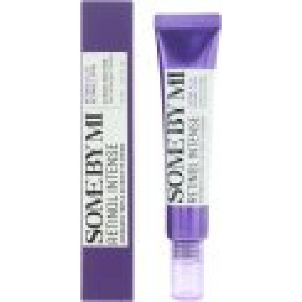 Tube und Verpackung der SOMEBYMI Retinol Intense Augencreme nebeneinander.