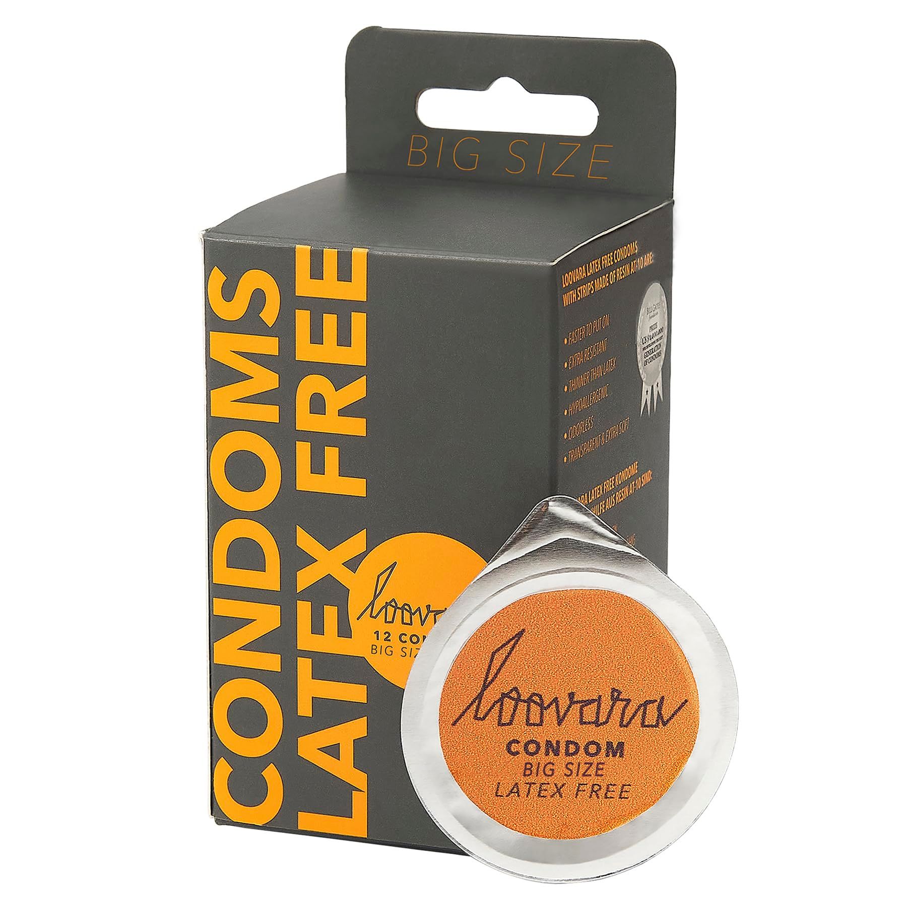 Loovara Kondom Packung und einzelnes Kondom, latexfrei, Big Size.