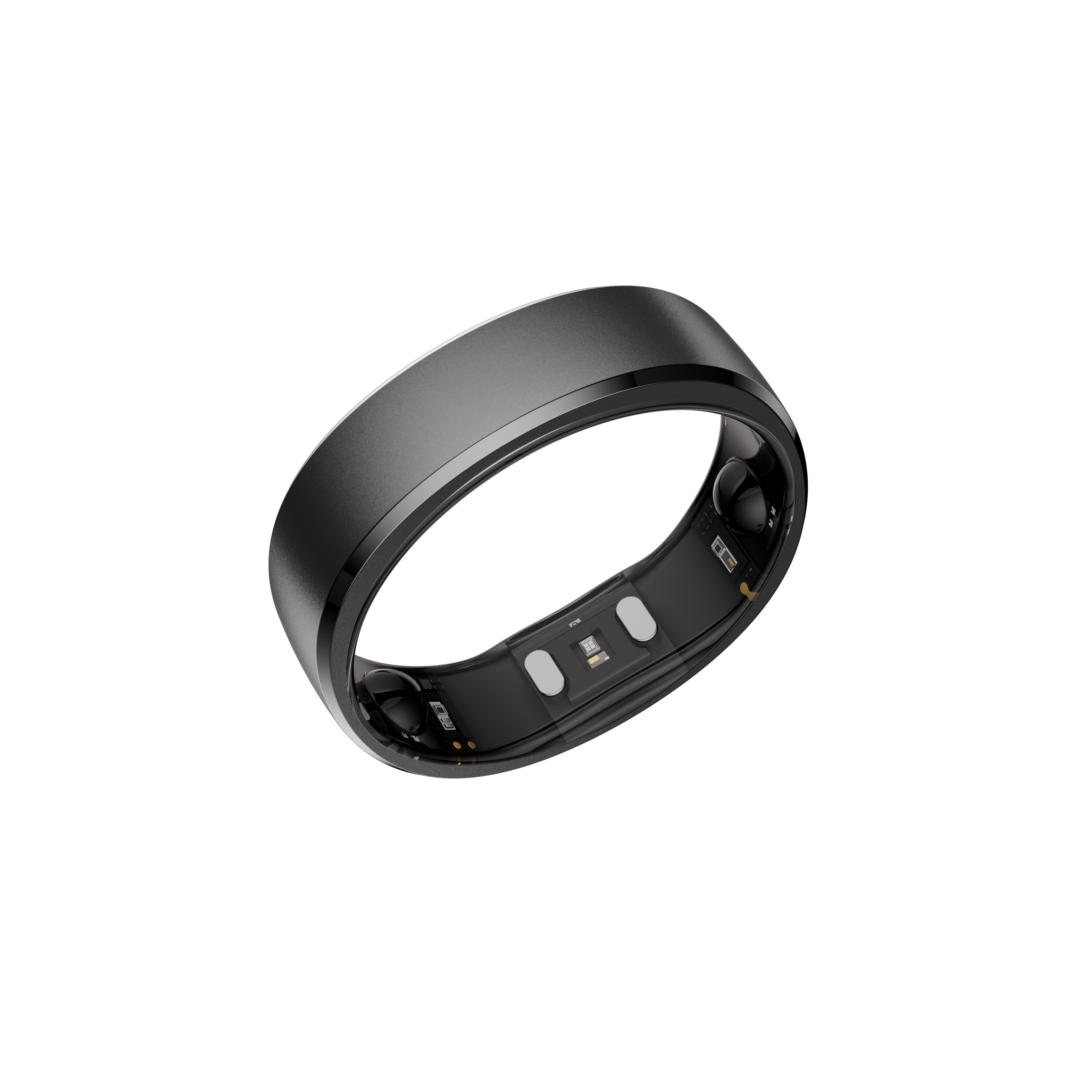 Schwarzer Ring mit Sensoren. Wellness-Produkt.