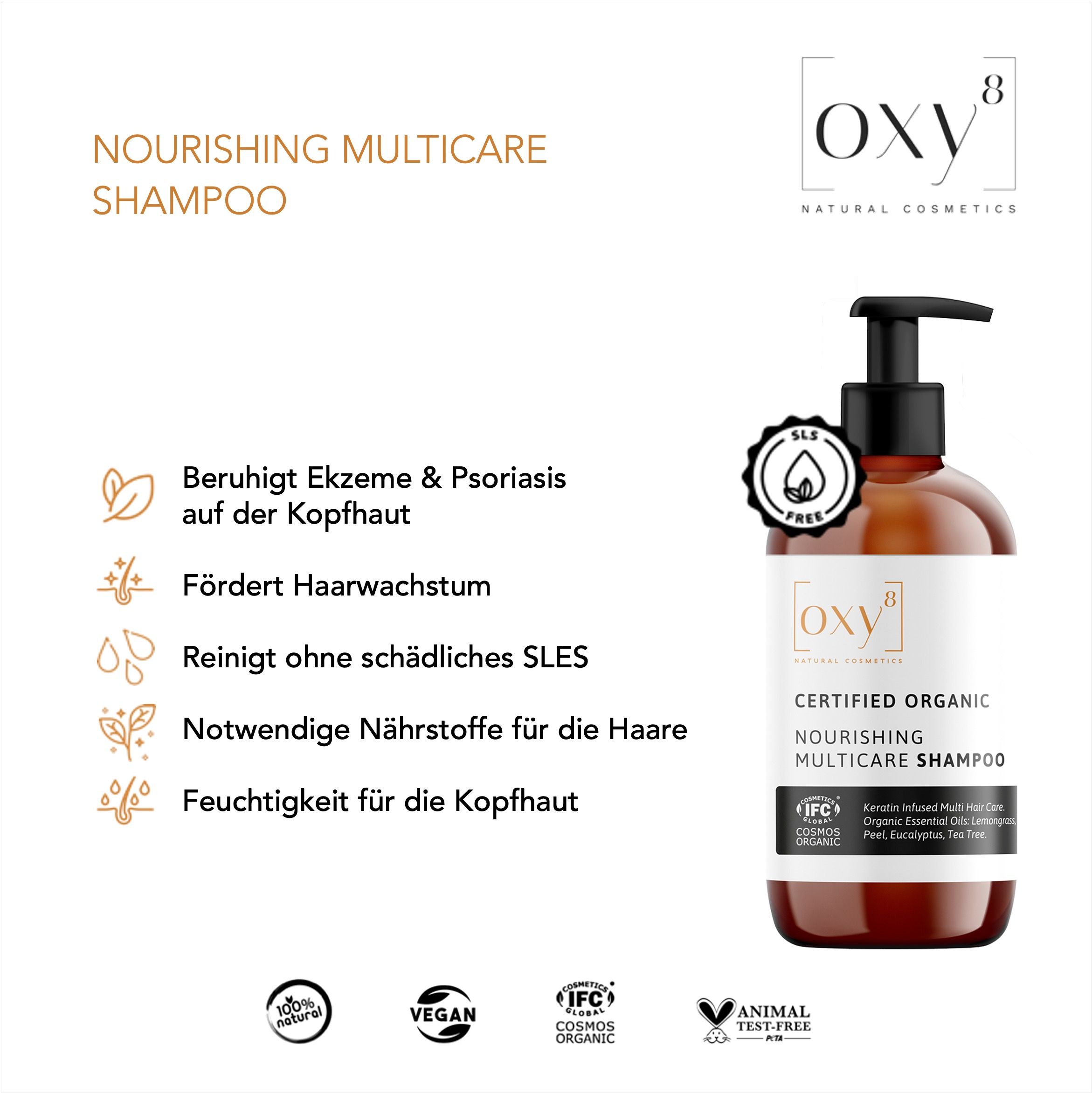 oxy8 Naturkosmetik - Haar Set. SHAMPOO & INTENSE REPAIR HAIR CONDITIONER - Perfekt als Geschenk